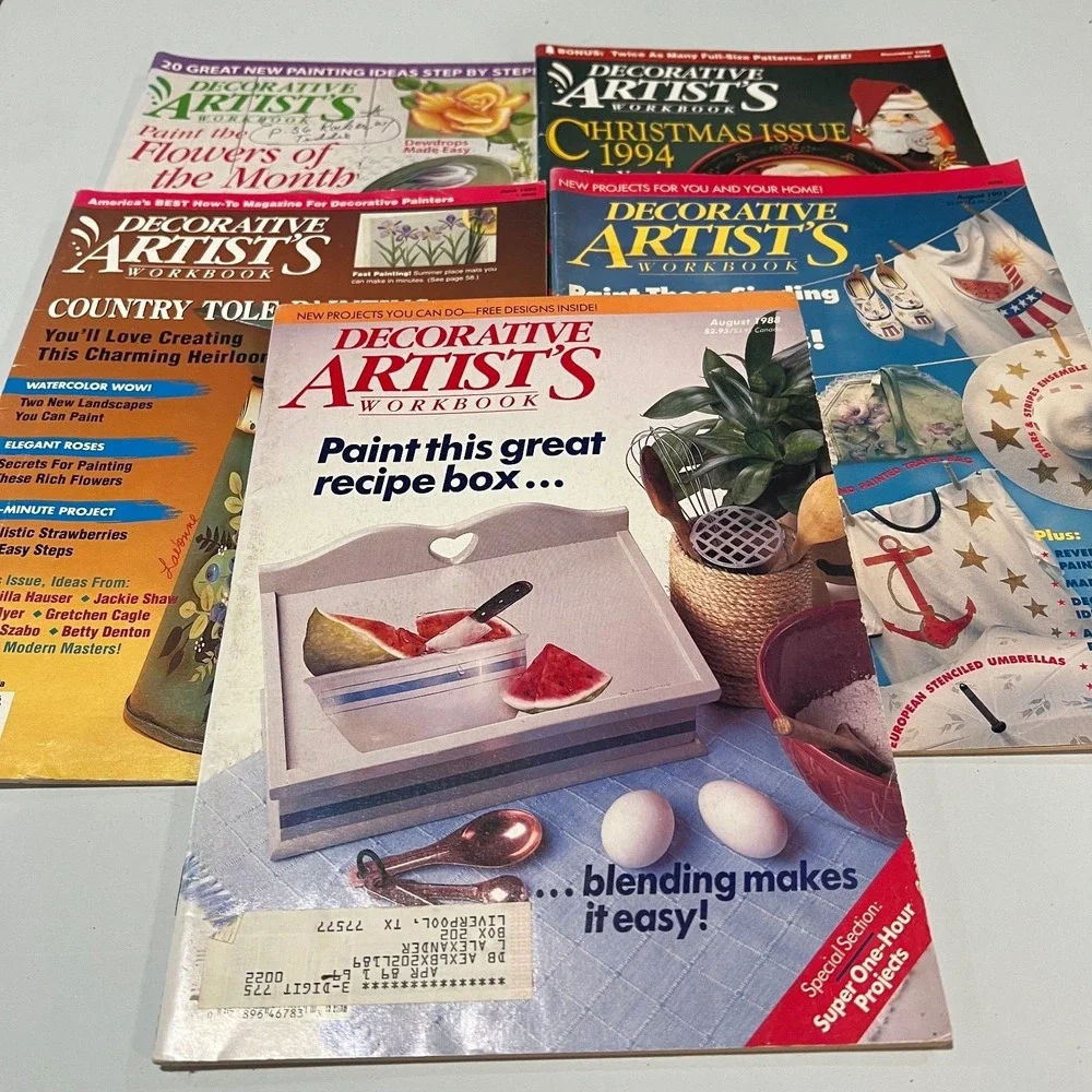 Decorative Artist's Workbook Magazine Lot of 6‎ Painting Craft Projects Vintage
